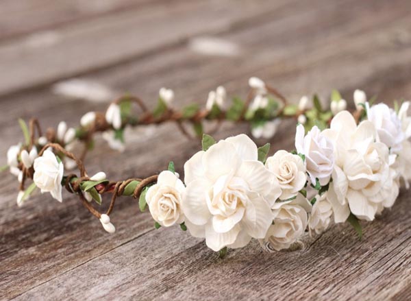 White Flower Crown | White Floral Crown | Wedding Headpiece | Ivory Floral Headpiece